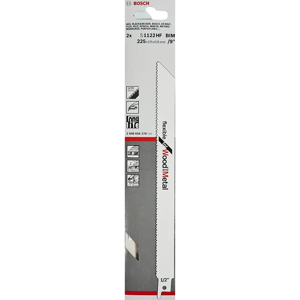 Полотно для сабельной пилы по дереву и металлу Bosch S1122HF 225 мм, 2 шт BOSCH PROFESSIONAL STLM-2108945 - Вид №4