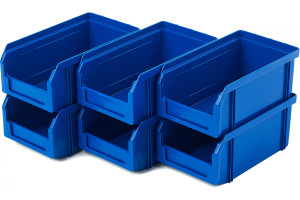 19473186 Пластиковый ящик 180х200х140мм, комплект 6 штук, V-1-К6-синий СТЕЛЛА-ТЕХНИК