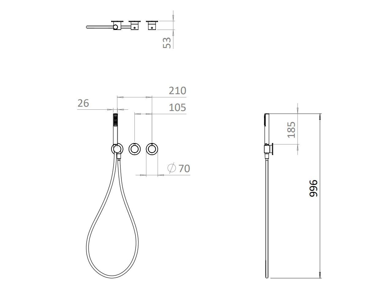 Термостатический смеситель для душа с ручным душем CROSSWATER MPRO ARCH-00102621 - Вид №2