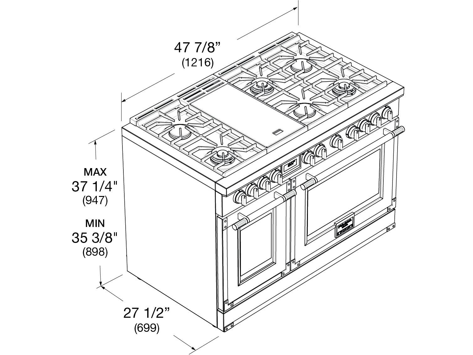 Отдельно стоящая кухня из нержавеющей стали с газовой плитой Fulgor Milano Professional ARCH-00130503 - Вид №5
