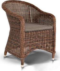 YH-C1103W brown "Равенна" плетеное кресло из искусственного ротанга, цвет коричневый с темно-серой подушкой 4SIS