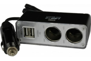 19805914 Разветвитель прикуривателя 2 гнезда 2 USB провод 58 см, с индикат. 907342 Nord-Yada