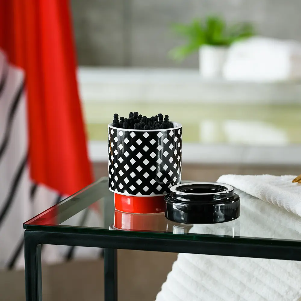 Контейнер для ватных палочек Moroshka Memphis цвет чёрный/белый/красный STLM-2013167