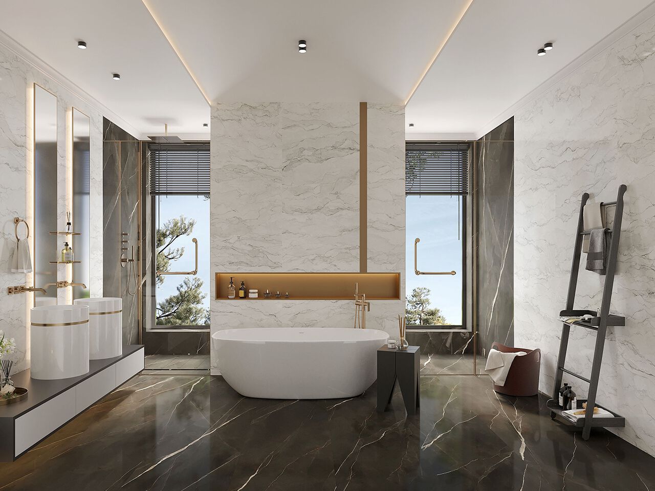 Мраморный пол / покрытие GANI MARBLE TILES CAMOUFLAGE WHITE ARCH-00148223 - Вид №1