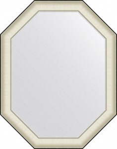 BY 7445 Зеркало в багетной раме - белая кожа с хромом 78 mm EVOFORM Octagon