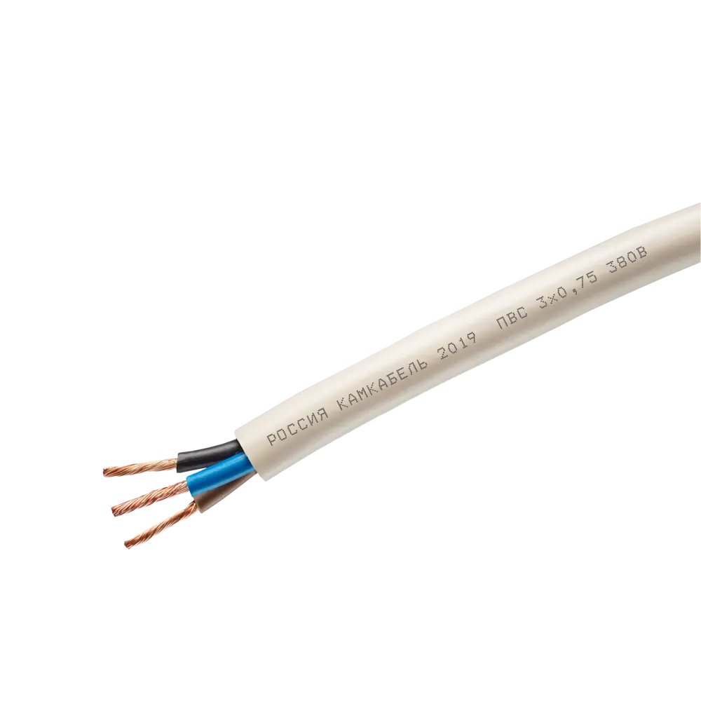 Провод Камкабель ПВС 3x0.75 20 м ГОСТ цвет белый STLM-2183405 - Вид №2