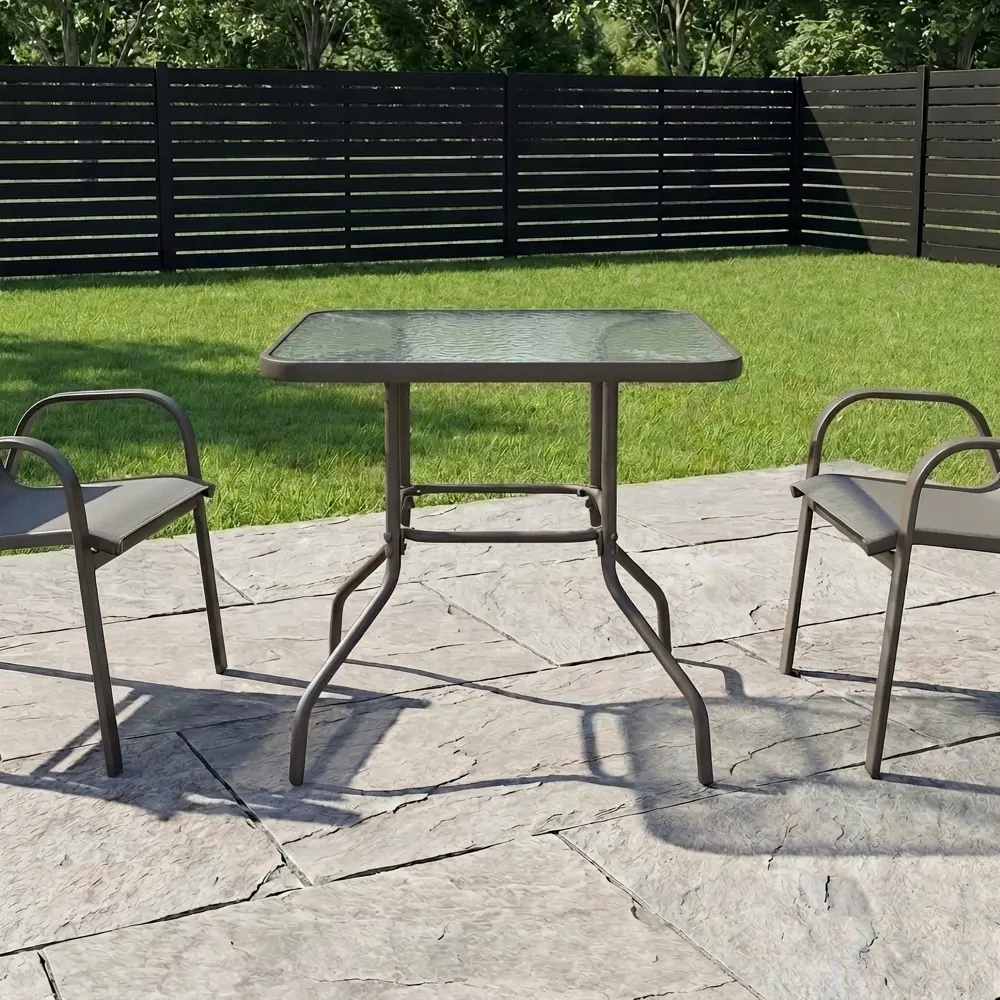 Садовый стол нераздвижной BEGINIA Alma 75x75 см сталь серый STLM-2134315