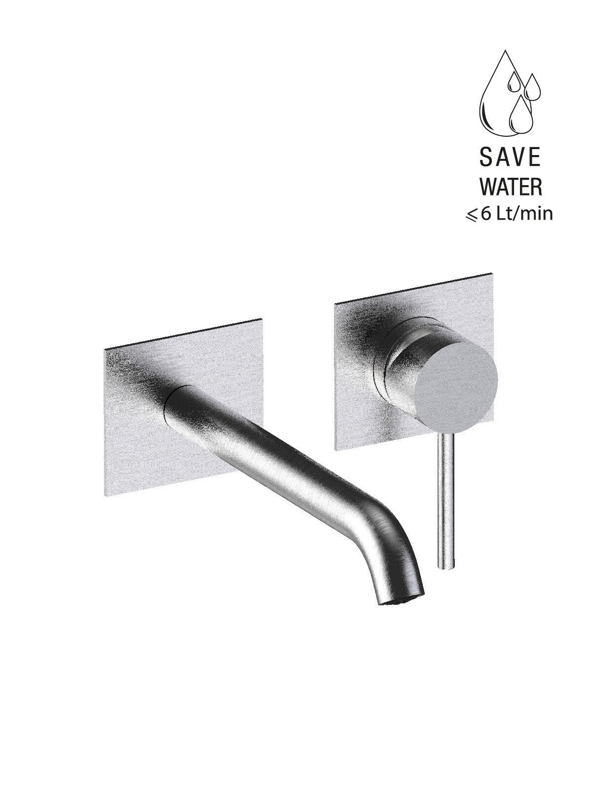 Однорычажный настенный смеситель для раковины из нержавеющей стали с 2 отверстиями Rubinetterie Frattini Pepe XL 316 ARCH-00090404 - Вид №20