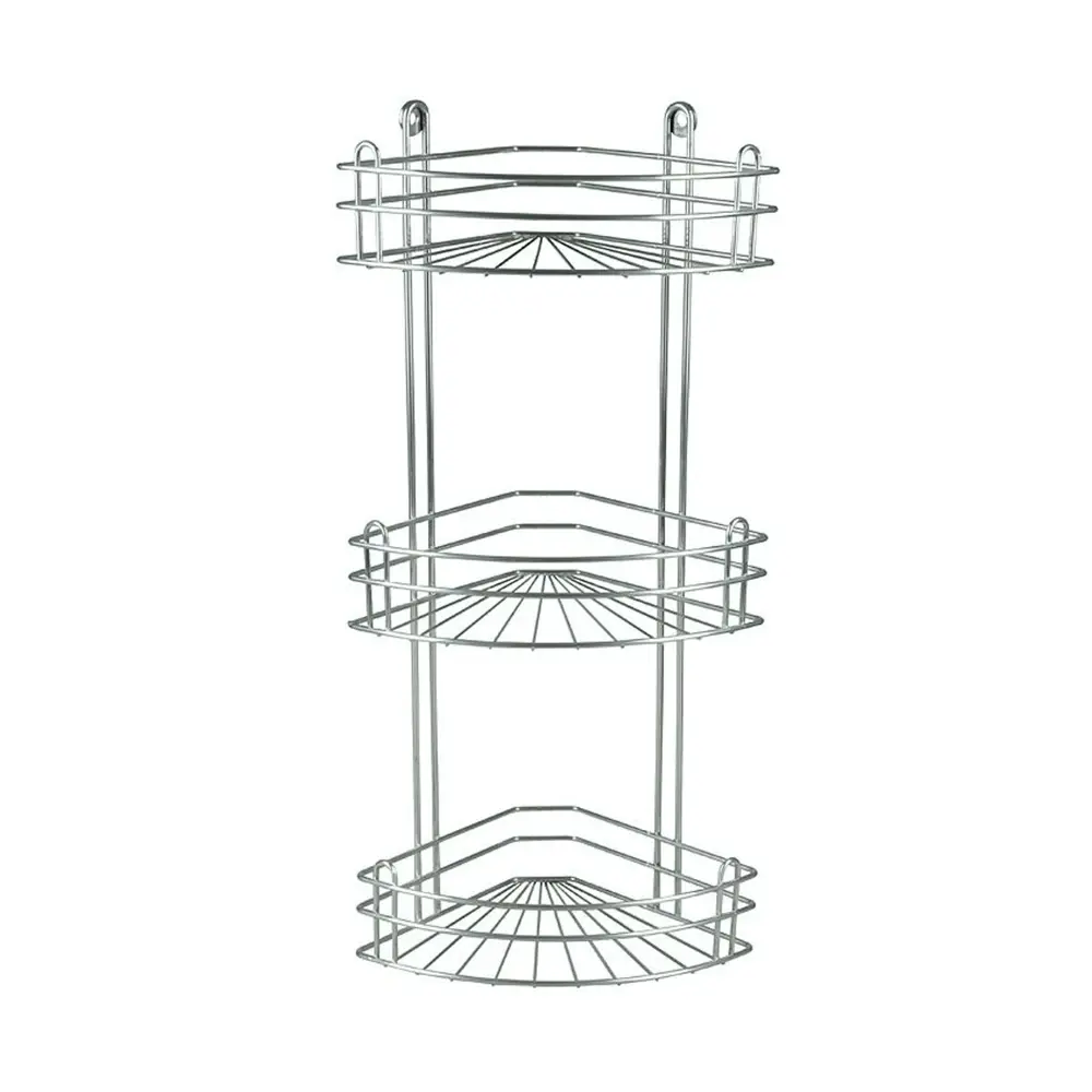 Полка для ванной Rosenberg 3-ярусная угловая 131x131см цвет хром