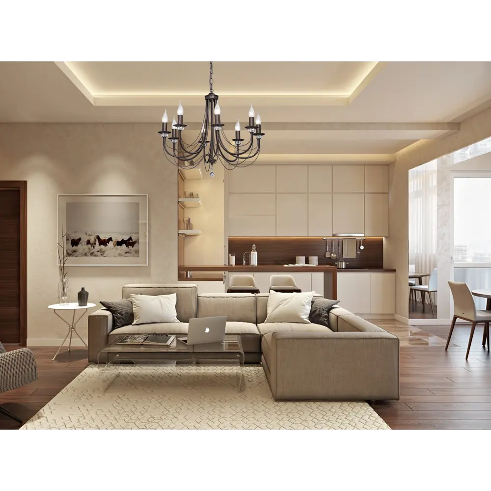 Люстра подвесная Vitaluce Рига 8 ламп 24м² Е14 цвет коричневый STLM-2178754 - Вид №11