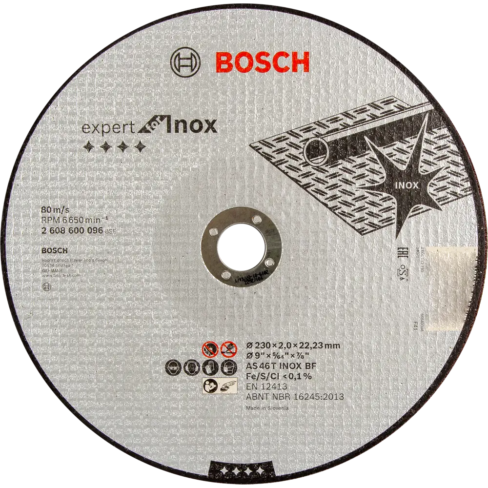 Диск отрезной по нержавеющей стали тип 41 Bosch Professional 2608600096 230x22.2x2 мм STLM-2006620