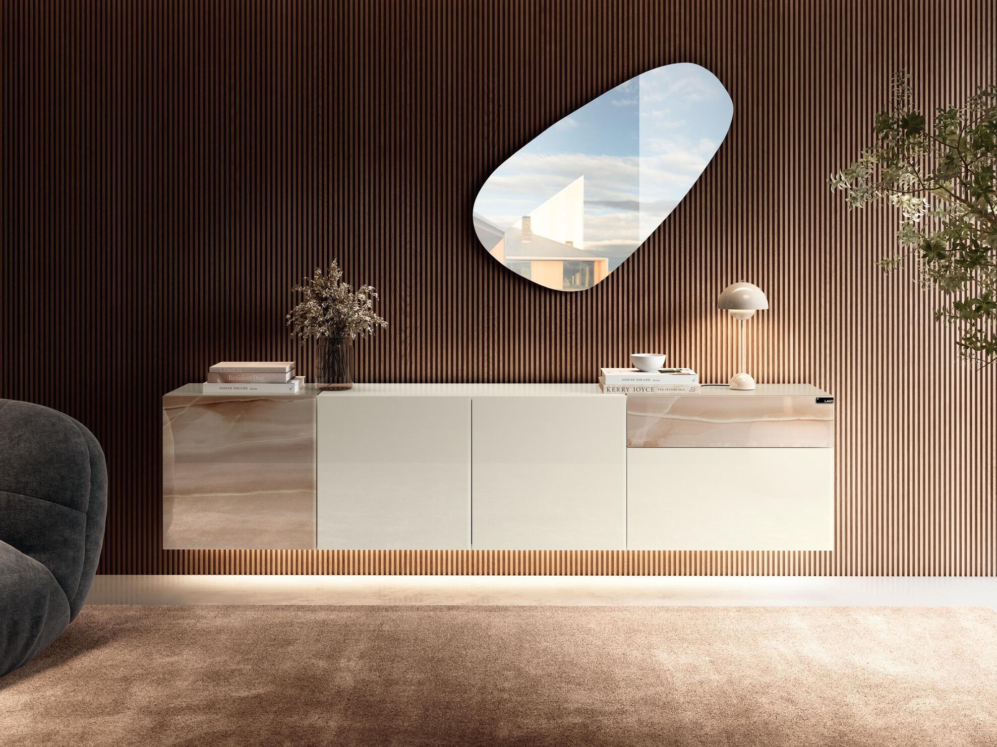 Стеклянный подвесной шкаф со встроенным освещением Lago 36e8 ARCH-00147042 - Вид №1