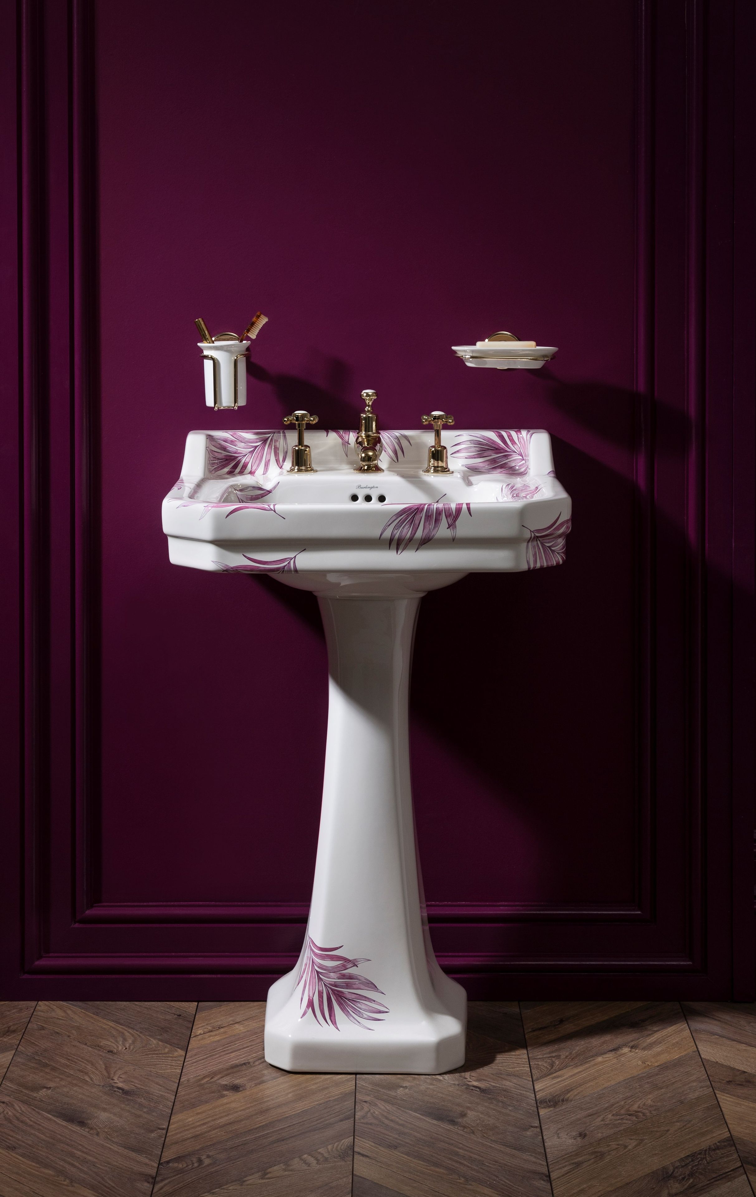 Прямоугольный умывальник из стекла на колонне Burlington На заказ ARCH-00085302 - Вид №1