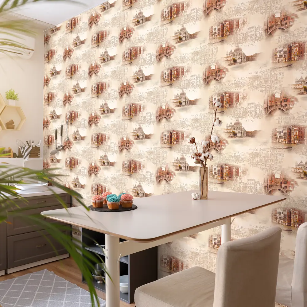 Обои виниловые WallDecor Венеция жёлтые 0.53 м 85000-22 WALL DECOR STLM-2098128 - Вид №3
