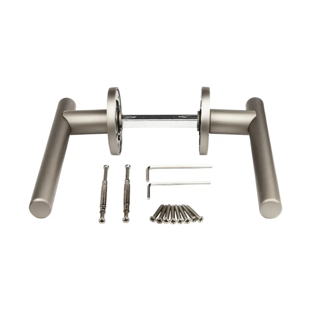 Дверная ручка на розетке KREAFORTA Усожа без запирания цвет никель STLM-2123146 - Вид №2