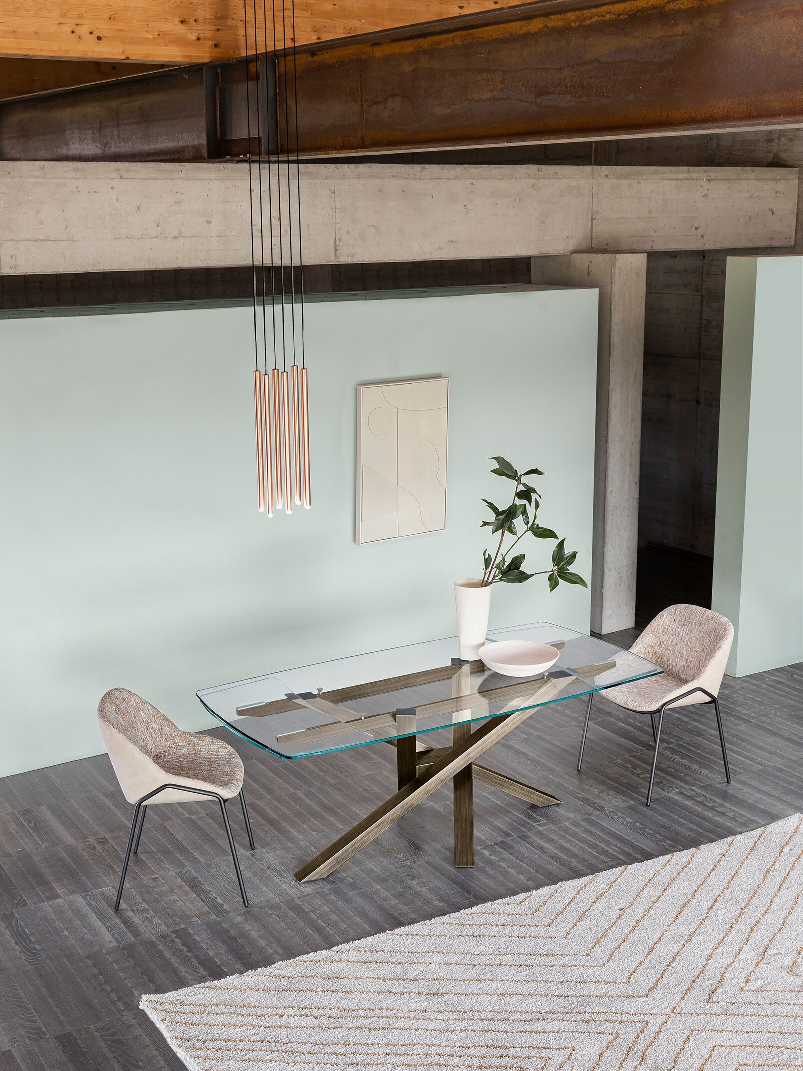 Фиксированный и выдвижной стол с хрустальной столешницей RIFLESSI Shangai ARCH-00000445 - Вид №1