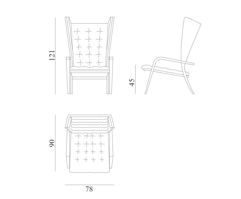 Плетеное кресло с подлокотниками Exteta Franco Albini Re-edition ARCH-00074498 - Вид №13
