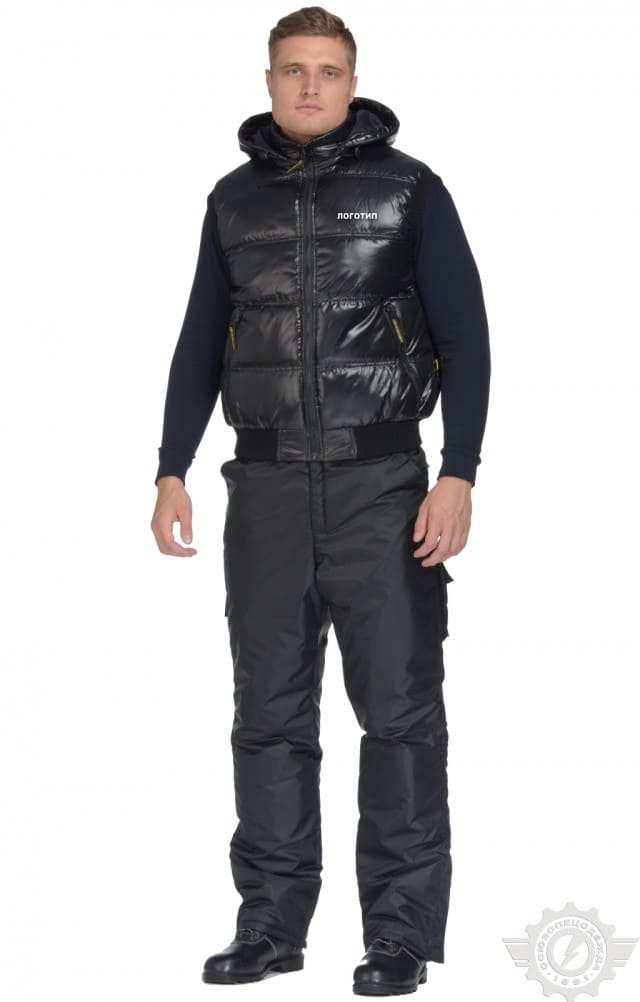 61196 Жилет "Комфорт" зимний черный  Зимняя спецодежда  размер 60-62/170-176  - Вид №3