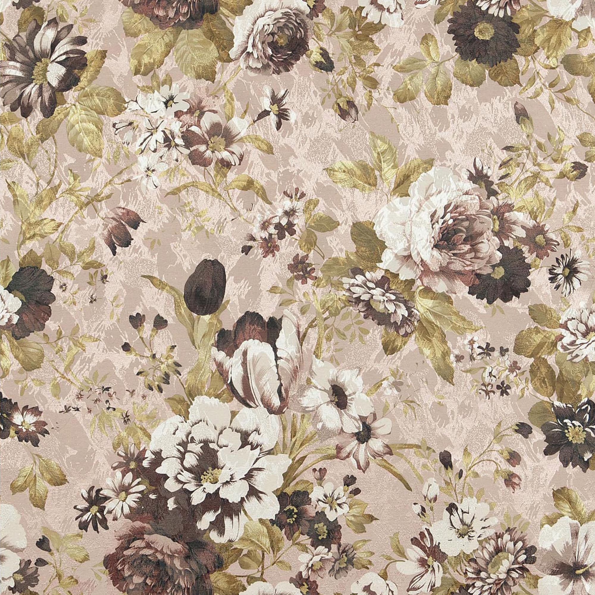 82878426 Ткань 1 м/п Букетик жаккард 100 см цвет коричневый Santreyd  - Вид №1