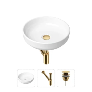 90704160 Накладная раковина Lavinia Boho Bathroom Sink Slim 21520172 фарфор 40 см с донным клапаном и металлическим сифоном STLM-1415168