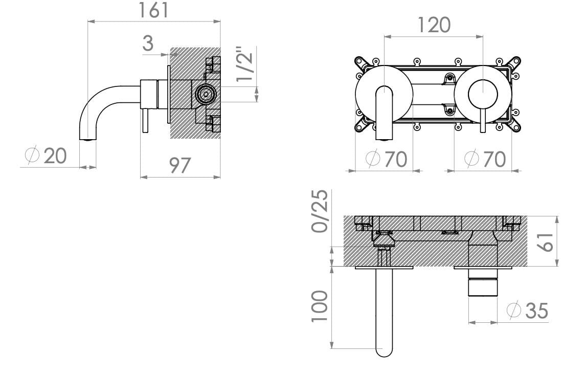 Смеситель для раковины из нержавеющей стали Radomonte Dex ARCH-00022105 - Вид №1