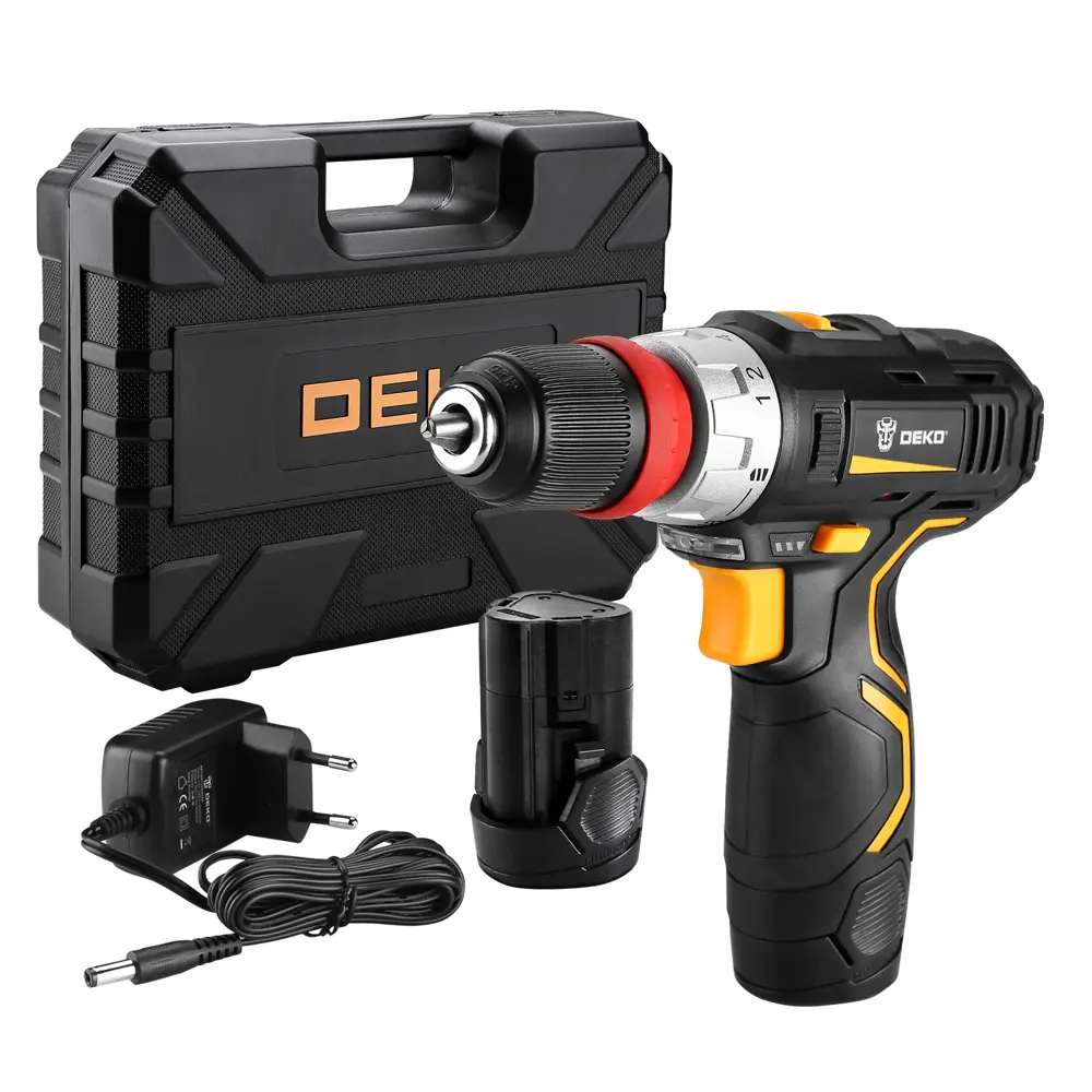 Дрель-шуруповерт аккумуляторная Deko GCD12DU3, 12 В Li-Ion 2x1.5 Ач STLM-2188414