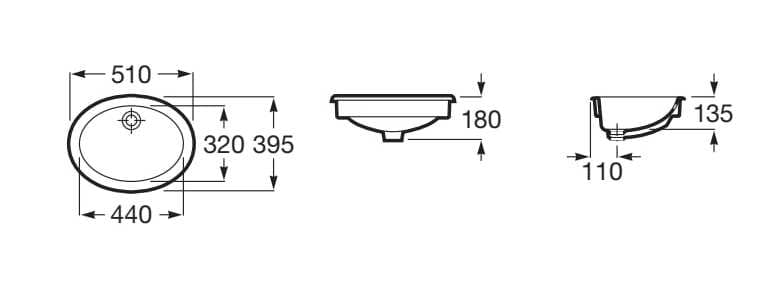 Фарфоровая овальная встраиваемая раковина Roca NEO SELENE 322307..0 ARCH-00099324 - Вид №1