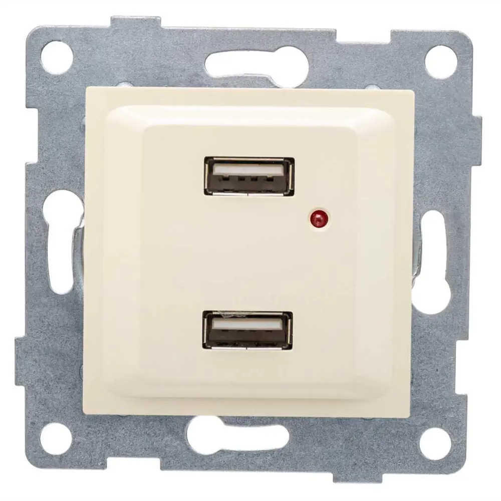 Розетка двойная USB встраиваемая Gusi Electric Ugra цвет бежевый STLM-2098538