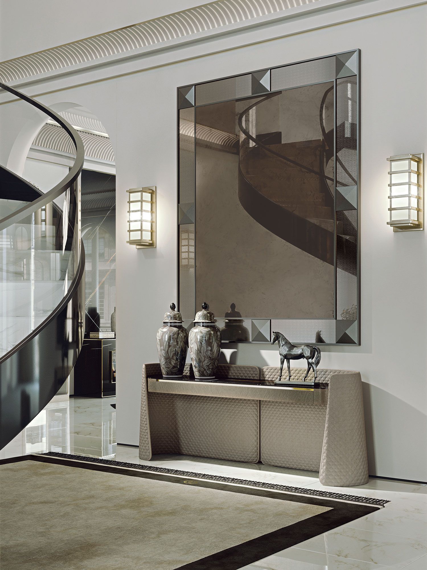 Мраморная консоль с стеганым покрытием Vittoria Frigerio Contarini ARCH-00108350 - Вид №1