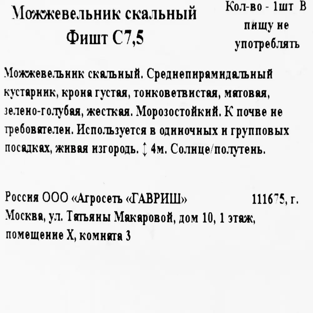 Можжевельник скальный фишт C7.5 ГАВРИШ STLM-2151263 - Вид №1