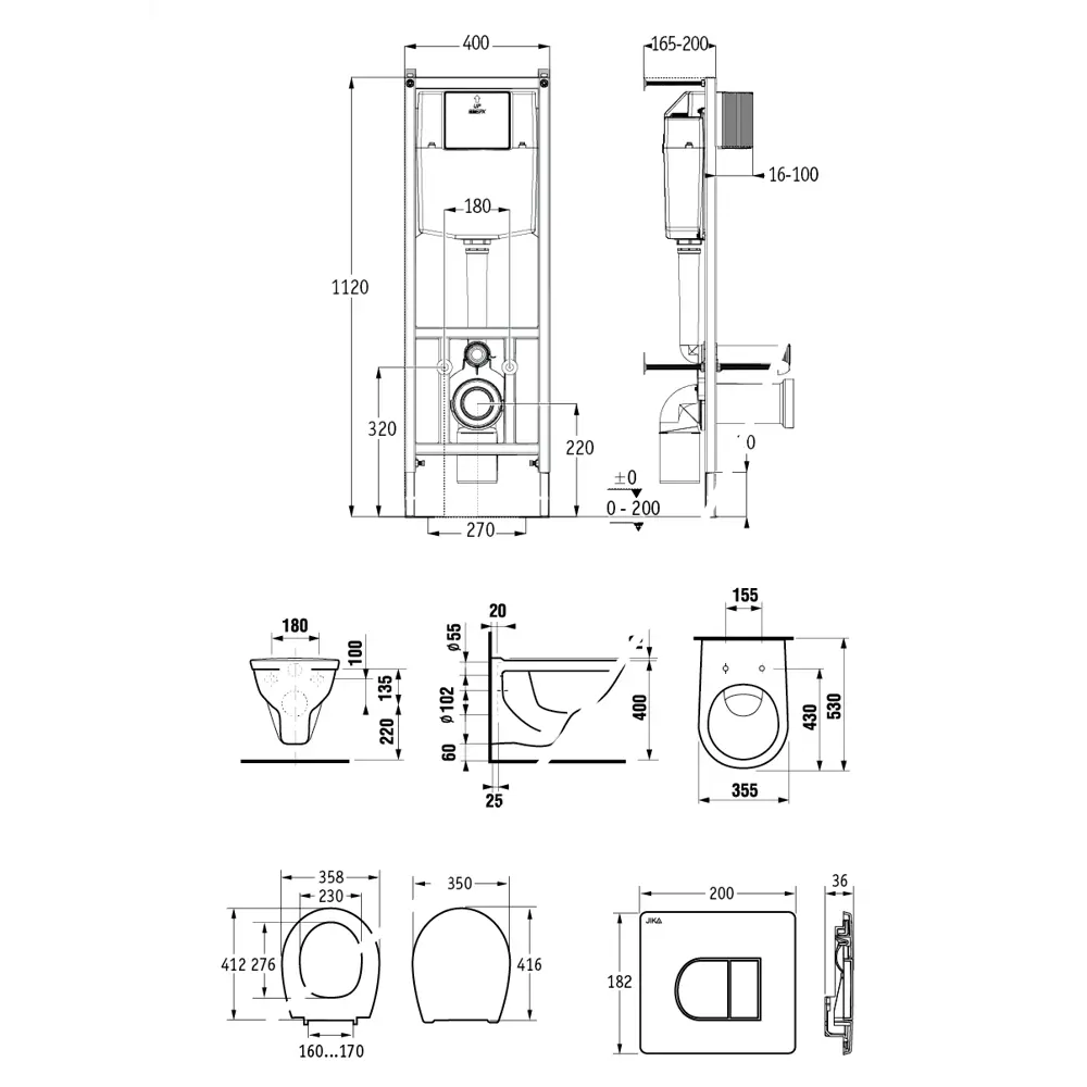 Комплект инсталляция с унитазом Jika Dino с кнопкой цвет белый STLM-2084484 - Вид №5