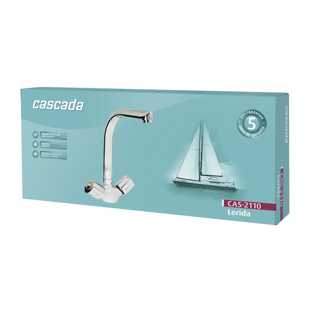 Смеситель для кухни Cascada Lerida CAS-2110 с высоким изливом цвет хром STLM-2000663 - Вид №5