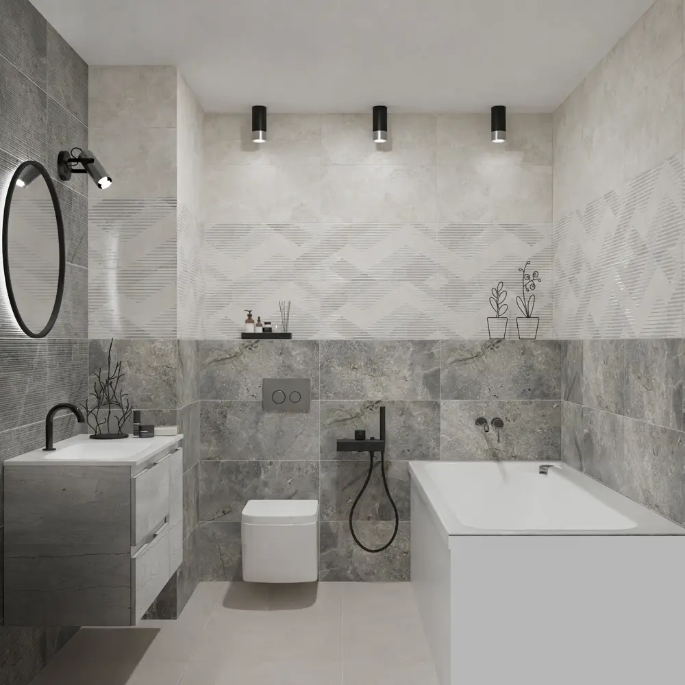 Настенная плитка Azori Torrente Strut с текстурой камня для ванной комнаты 89402245 STLM-1578458 - Вид №5