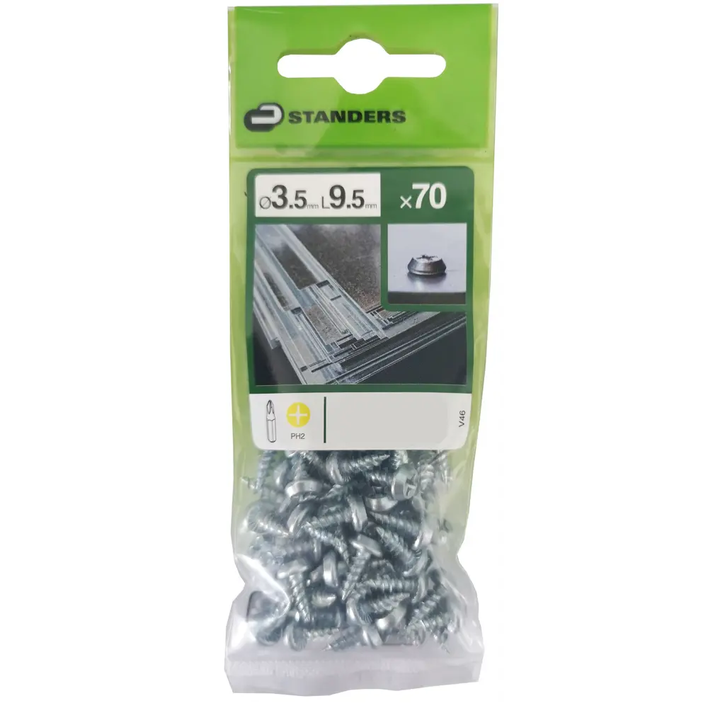 Саморезы по металлу Standers полуцилиндрические острые оцинкованные 3.5х9.5 70 шт STLM-2003705 - Вид №2