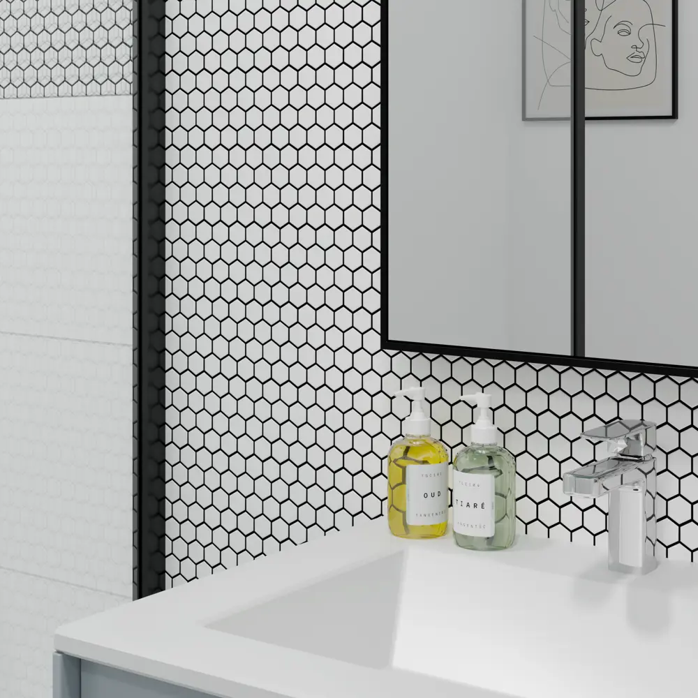 Мозаика фарфоровая Artens Hexo 30x26 см цвет белый STLM-2112646