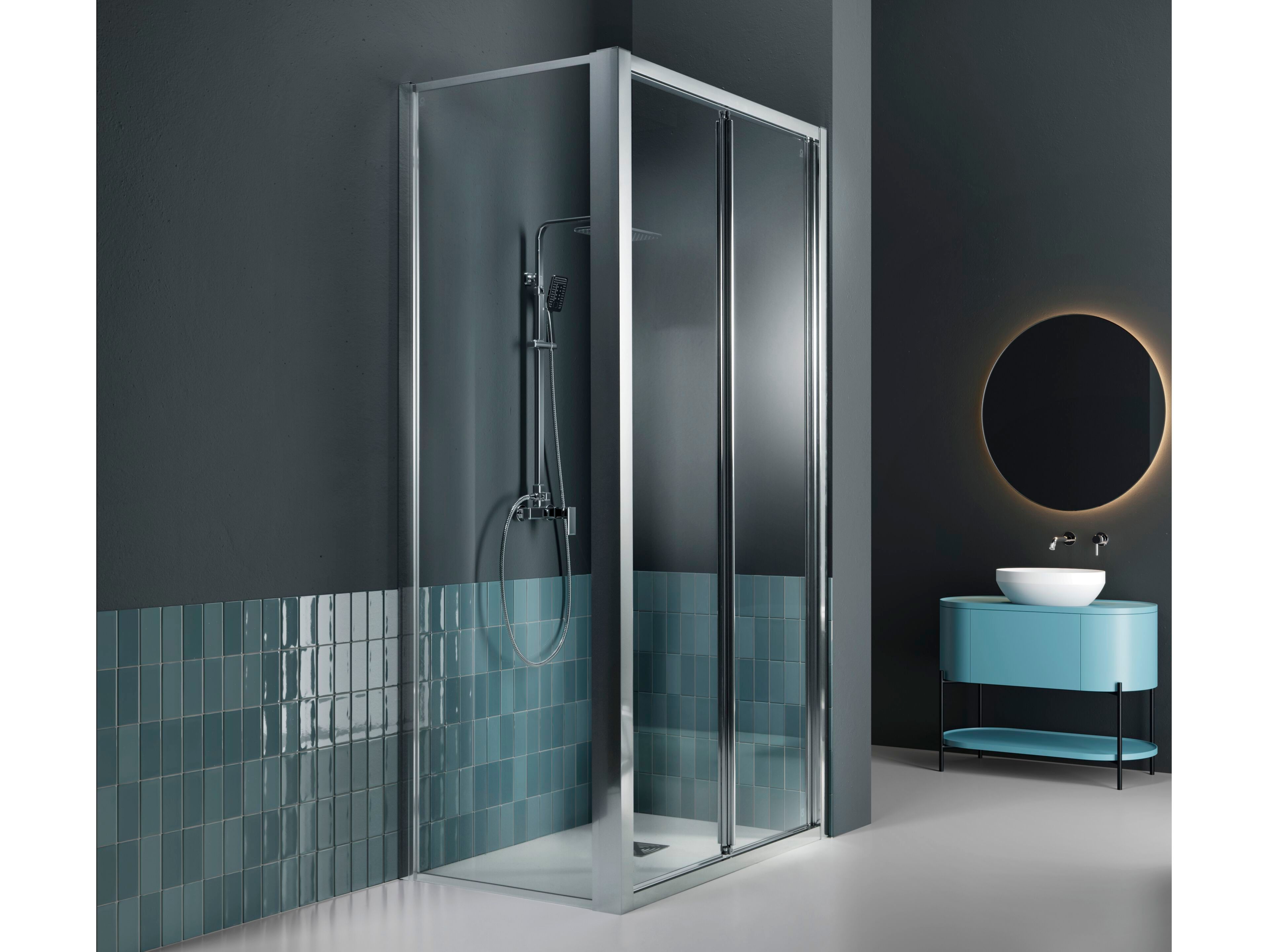 Алюминиевая и стеклянная угловая душевая кабина с раздвижной дверью TAMANACO FPS30 ARCH-00098019