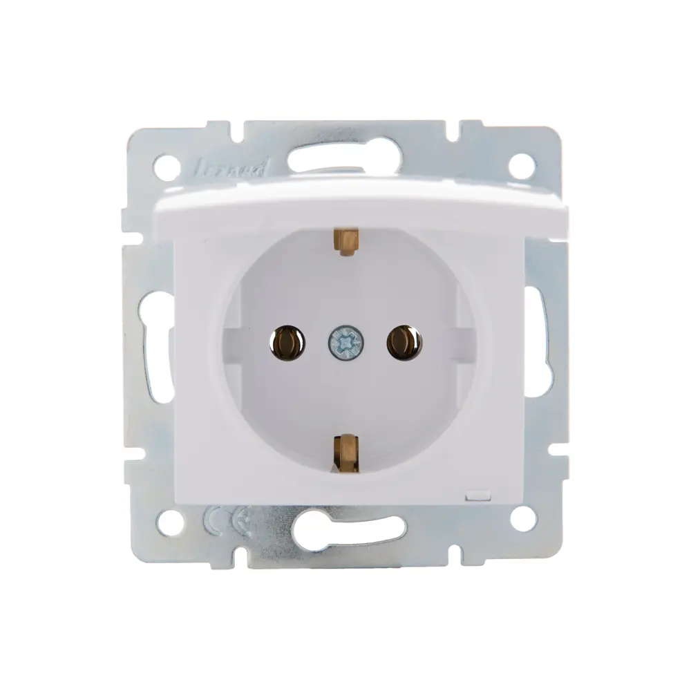 Розетка Lezard Karina с заземлением с крышкой цвет белый STLM-2042000
