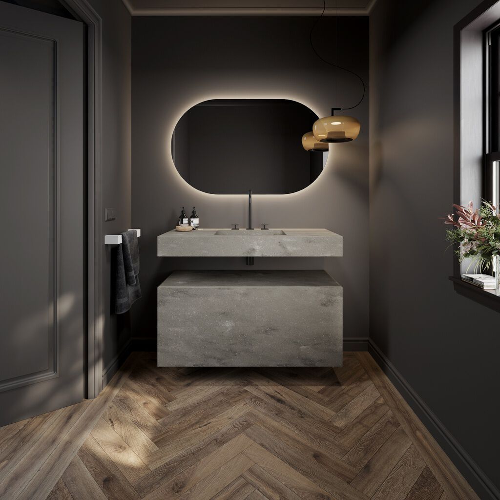 Подвесной шкаф для ванной комнаты Corian® с ящиками RILUXA Gaia ARCH-00002722 - Вид №2