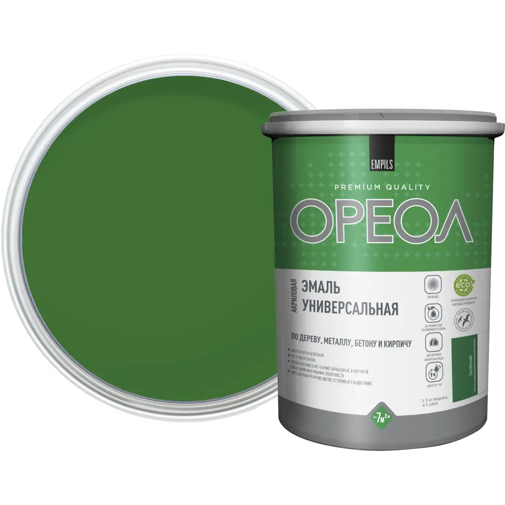 Эмаль универсальная Ореол глянцевая цвет зеленый 1 кг STLM-2149903