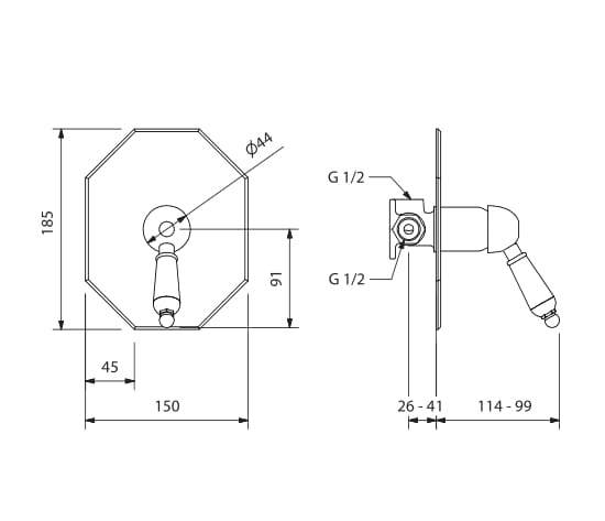 Встраиваемый однорычажный смеситель для душа Park Avenue Caruso ARCH-00127253 - Вид №2