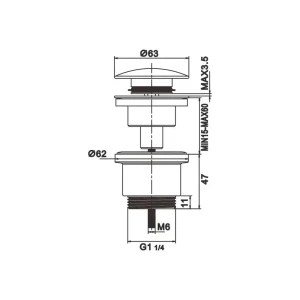 Донный клапан Rose RS31H черный