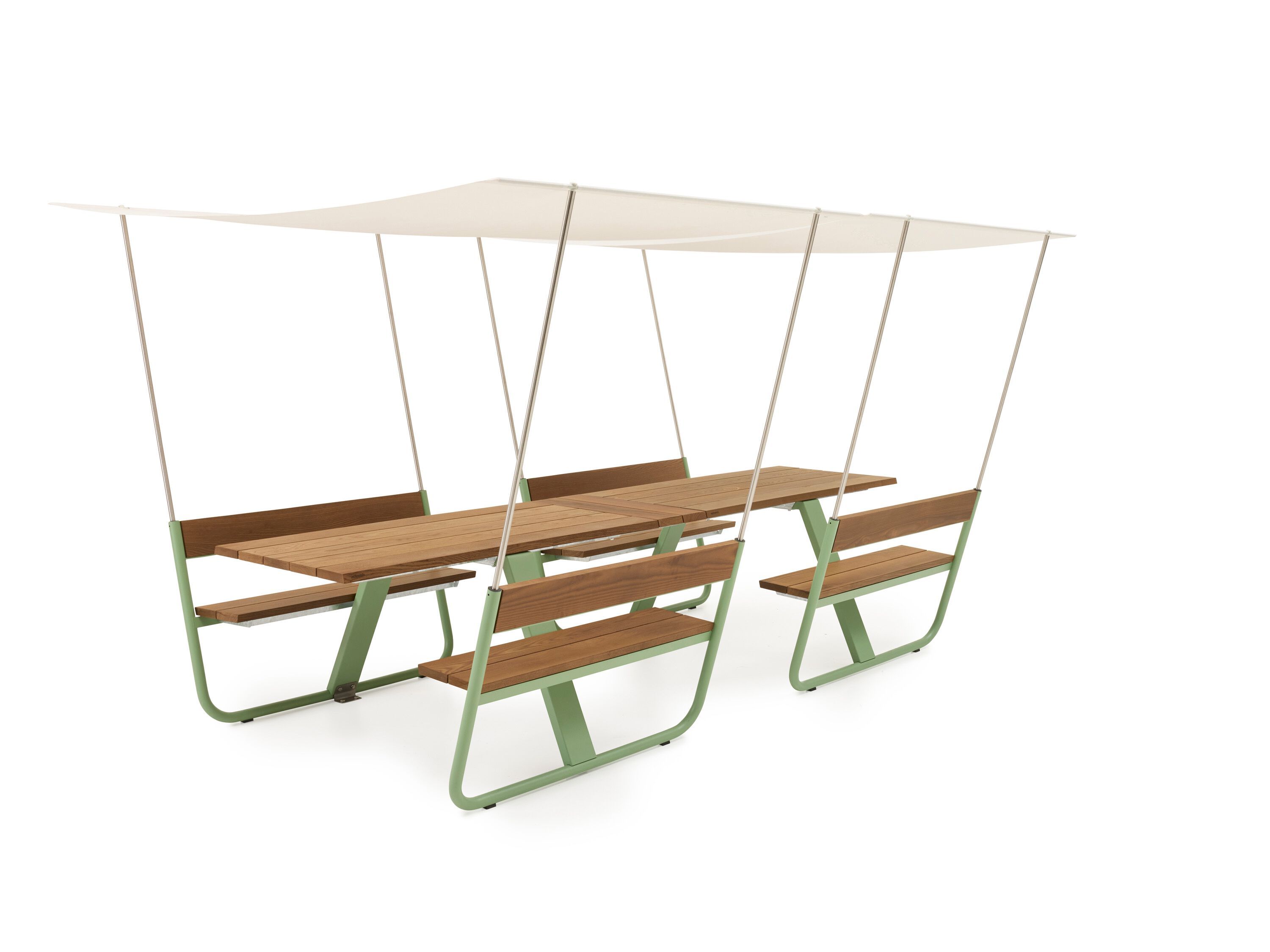 Прямоугольный стол для пикника из стали и дерева со встроенными скамейками Extremis MANILLE ARCH-00005114 - Вид №1