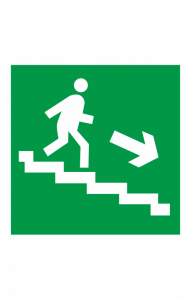 68619 Знак "Направление к эвакуационному выходу по лестнице вниз"  Эвакуационные знаки размер 100 х 100 мм