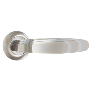 Ручка дверная на розетке WING RM/HD SN/CP-3, цвет матовый никель/хром FUARO
