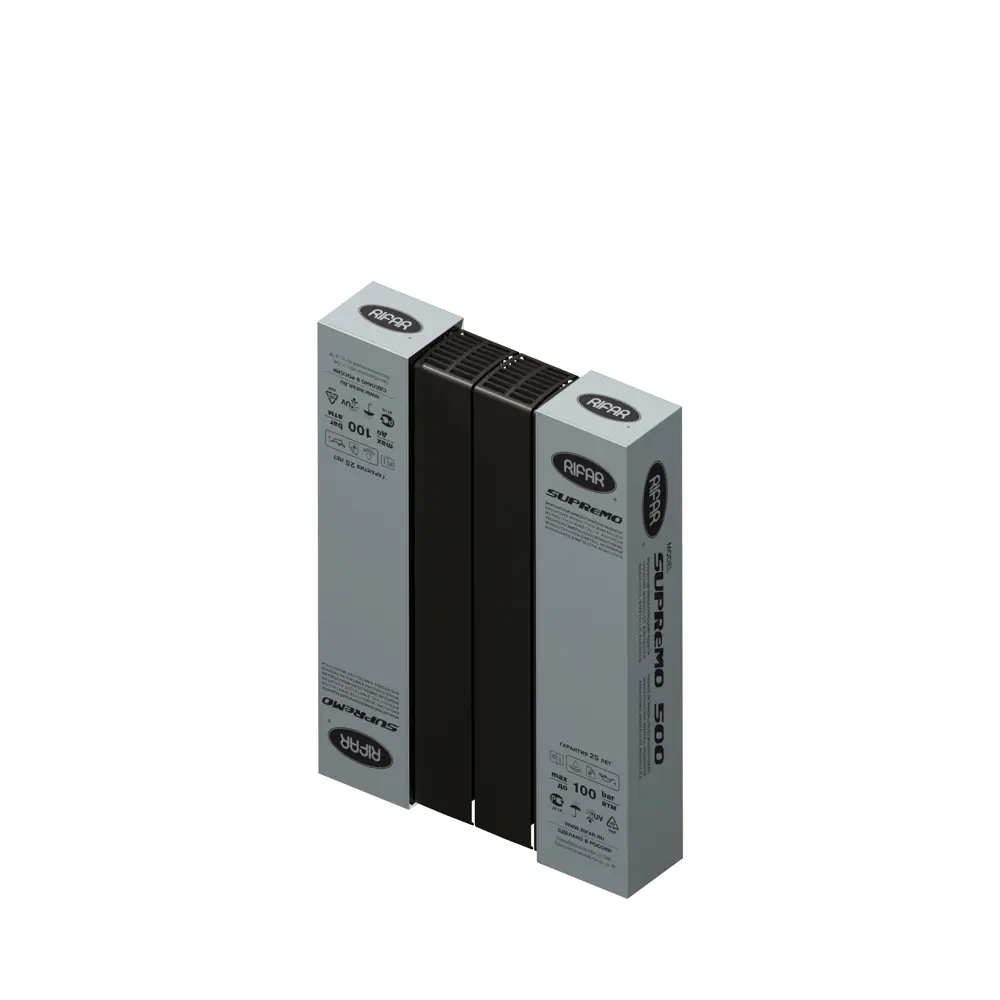 Радиатор секционный Rifar Supremo S50004RAL9005 500/90 4 секции боковое подключение биметалл черный 82560800 STLM-2013166 - Вид №5