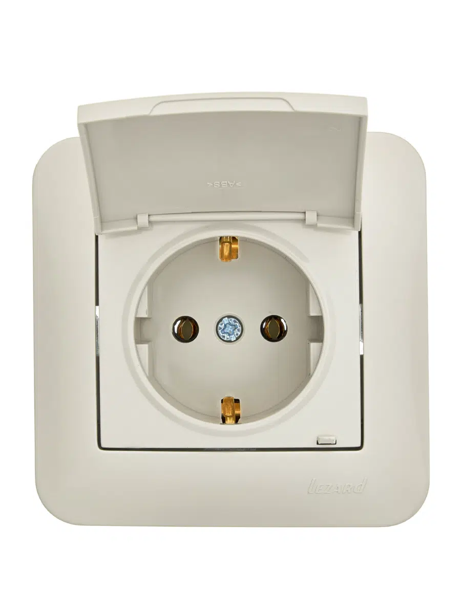 ASTI Розетка с/з с крышкой ПБТ крем LEZARD 7081-0303-123B - Вид №4