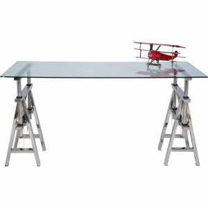 Обеденный стол стеклянный на металлических опорах с регулировкой высоты 160 см Pintor KARE PINTOR 323068 Прозрачный;хром
