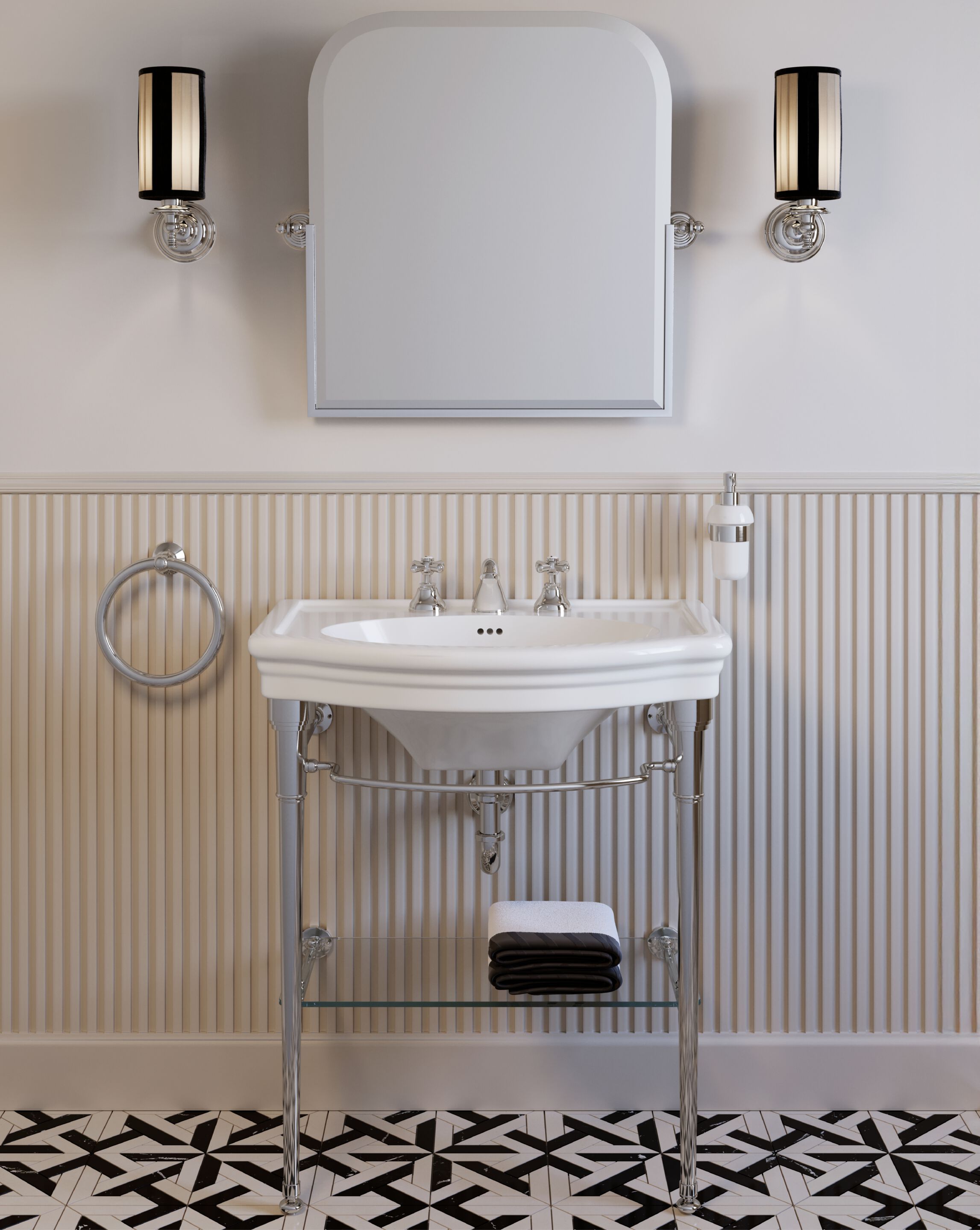 Консольный овальный умывальник с держателем для полотенец Devon&Devon ELLE ARCH-00147562 - Вид №4