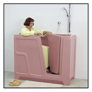 Ванна с дверцей Akcjum Oda 115-66-RH-R сидячая правосторонняя розовая