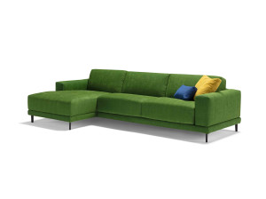 Двуспальный диван-кровать из ткани с полуостровом